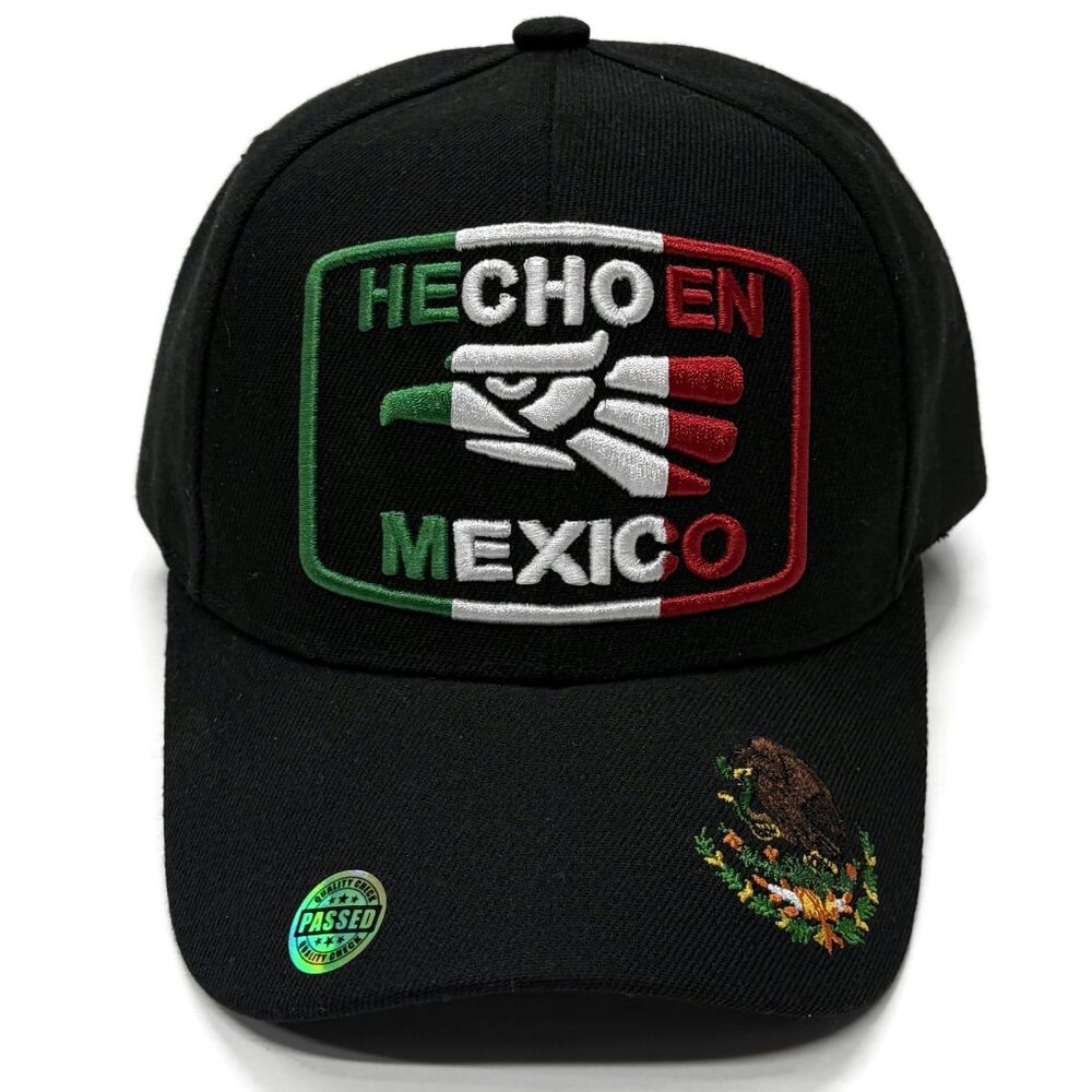 Hecho En Mexico Eagle Baseball Cap Mexican Flag Adjustable Hat Black Zion‎